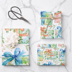 Watercolour Birthday Presents  Wrapping Paper Sheet
