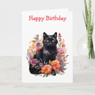 Watercolour Black Cat Card