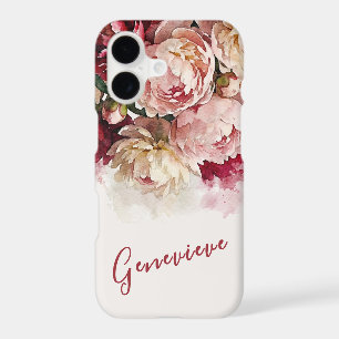Watercolour Blooms   Elegant Peony Custom Name