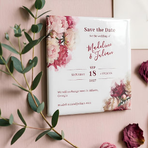 Watercolour Blooms   Peony Save the Date Magnet
