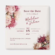 Watercolour Blooms | Peony Save the Date Magnet