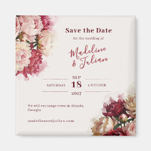 Watercolour Blooms   Peony Save the Date Magnet
