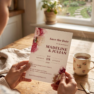 Watercolour Blooms   Romantic Peony Wedding Save The Date