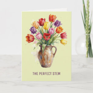 Watercolour Blooms Tulips Witty Mother's Day Holiday Card