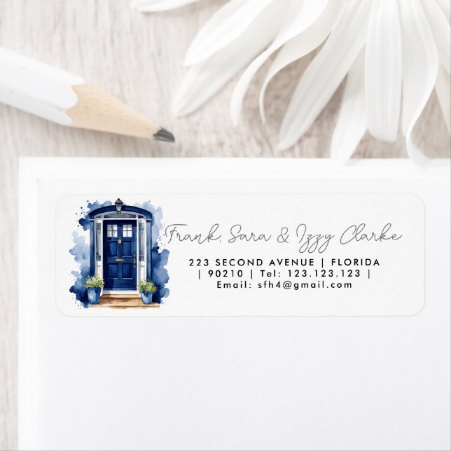 watercolour blue front door elegant wedding (Insitu)