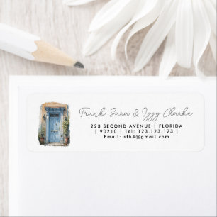 watercolour blue front door elegant wedding