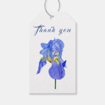 Watercolour Blue Iris Thank You Gift Tag