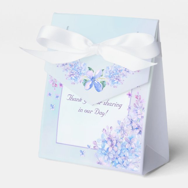 Watercolour Blue Purple Lilac Flower Favour Box (Front Side)