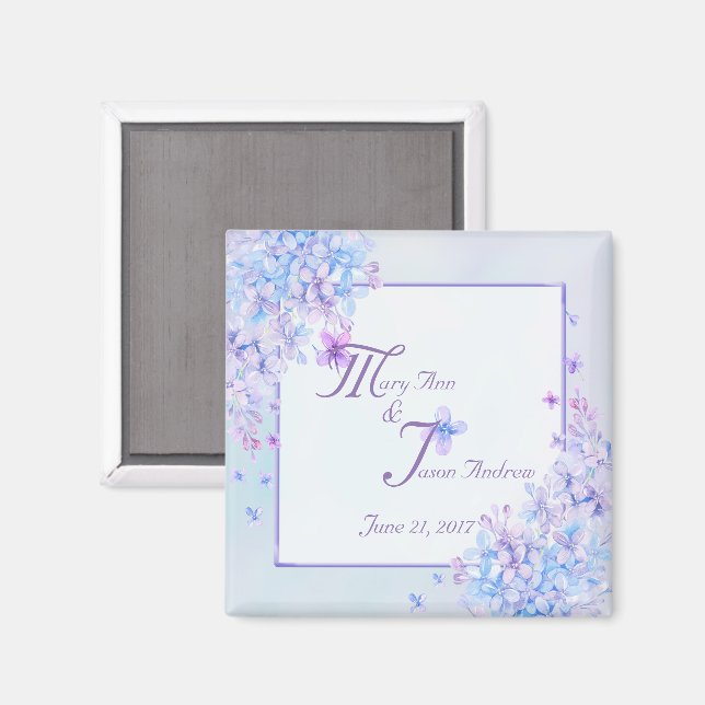Watercolour Blue Purple Lilac Flower Magnet (Front/Back)