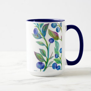Watercolour blueberry design mug