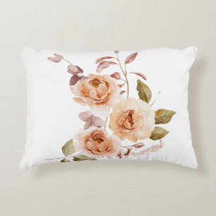 Watercolour Blush Rose Floral Throw Pillow Cover