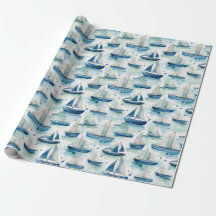 Watercolour Boats Wrapping Paper