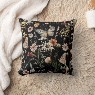 Watercolour Boho Floral Throw Pillow