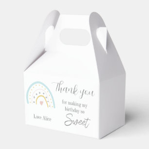 Watercolour boho rainbow Birthday party Thank you Favor Box