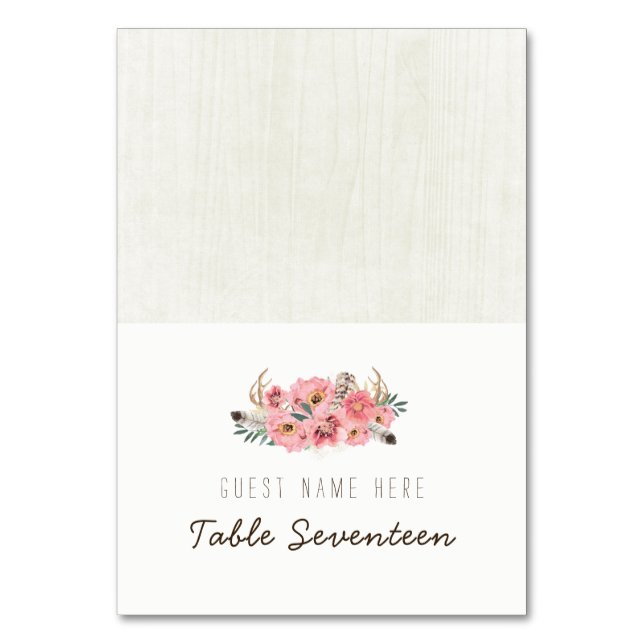 Watercolour Boho Tribal Escort Cards (Front)