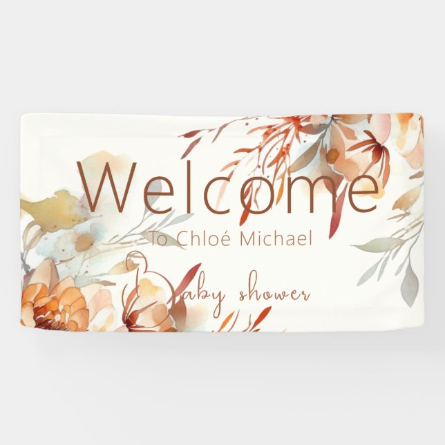 Watercolour  boho wildflowers baby shower  banner (Horizontal)