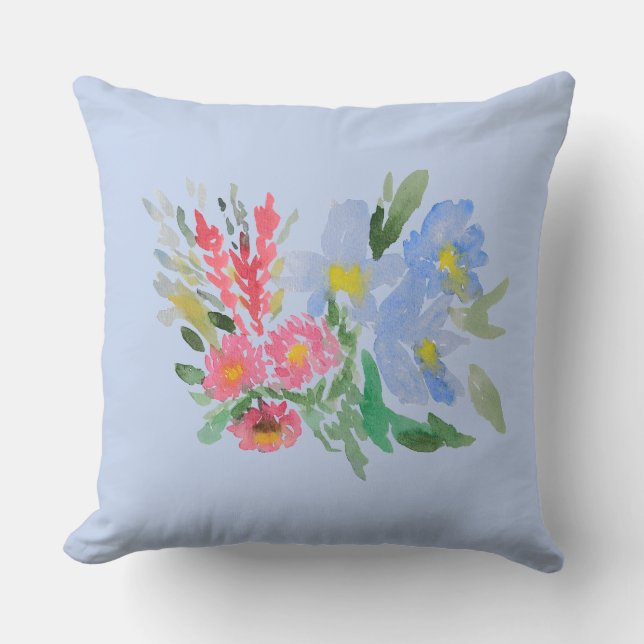 Watercolour bouquet throe pillow (Front)