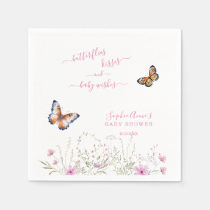 Watercolour Butterfly Wildflowers Baby Shower Napkin