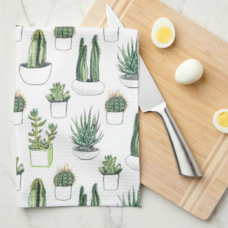 Watercolour Cacti & Succulent Kitchen Towel