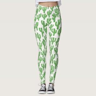 Watercolour Cactus Pattern - Green Leggings