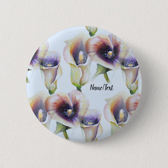 Watercolour Calla Lilies in Gradient Colours 2 Inch Round Button (Front)