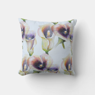 Watercolour Calla Lilies in Gradient Colours Throw Pillow