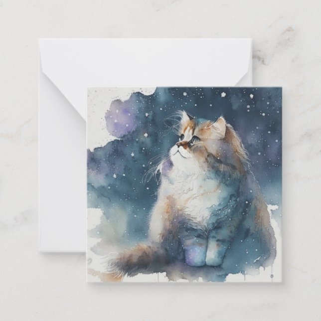 Watercolour Cat Card (Front)
