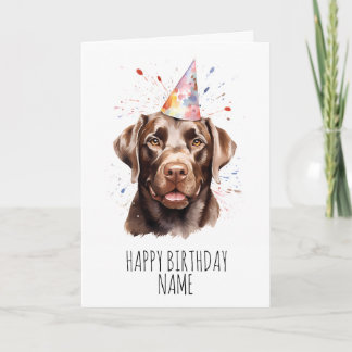 Watercolour Chocolate Labrador Birthday Card
