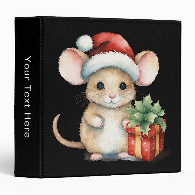 Watercolour Christmas Mouse Binder (Front/Spine)