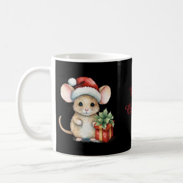 Watercolour Christmas Mouse Coffee Mug (Left)