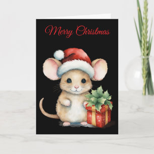 Watercolour Christmas Mouse Holiday Card