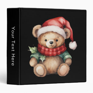 Watercolour Christmas Teddy Bear Binder