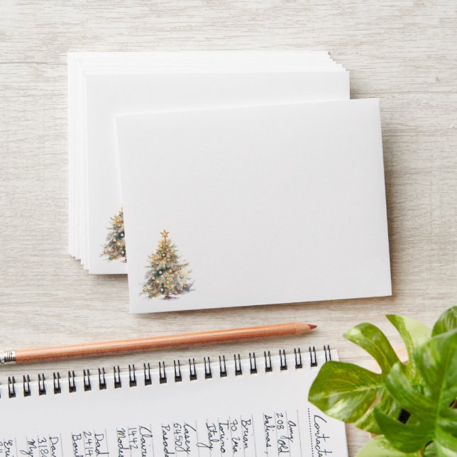 Watercolour Christmas Tree Greeting Card Envelope (Stacked)