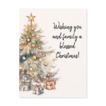 Watercolour Christmas Tree Postcard