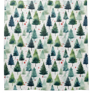 Watercolour Christmas Tree Seamless Pattern.