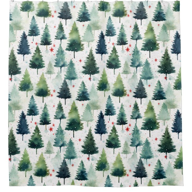 Watercolour Christmas Tree Seamless Pattern. (Front)
