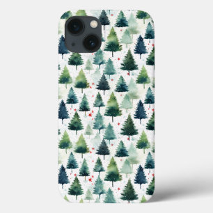 Watercolour Christmas Tree Seamless Pattern. iPhone 13 Case