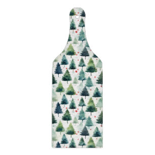 Watercolour Christmas Tree Seamless Pattern. Cutting Board