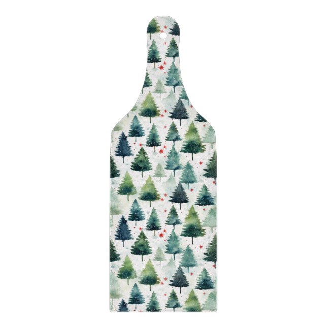 Watercolour Christmas Tree Seamless Pattern. Cutting Board (Front)