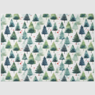 Watercolour Christmas Tree Seamless Pattern. Tissue Paper