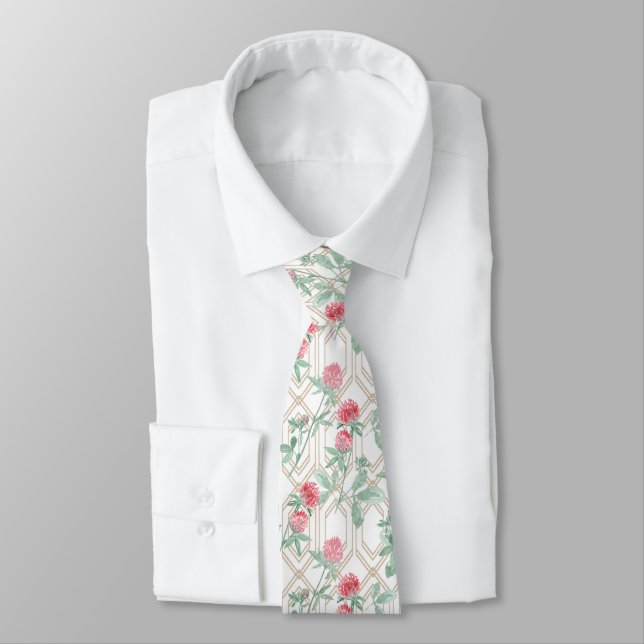 Watercolour clover flowers. tie (Tied)