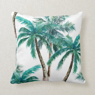watercolour coconut palm tree throw pillow