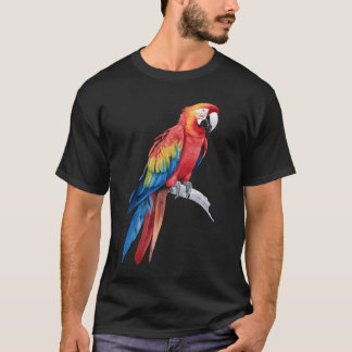 Watercolour Colourful Scarlet Macaw Parrot Bird gi T-Shirt
