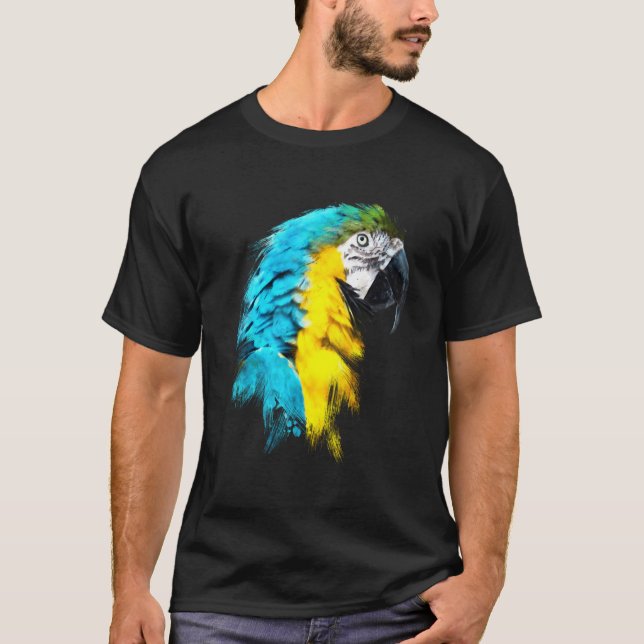 Watercolour Colourful Scarlet Macaw Parrot Bird Pa T-Shirt (Front)