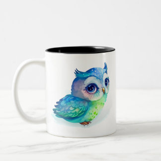 Watercolour Cute Owl (2) Two-Tone Coffee Mug
