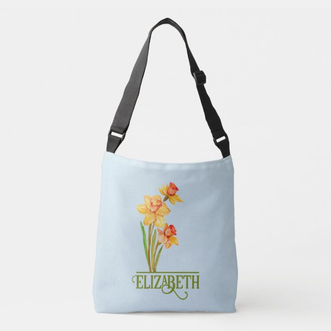 Watercolour Daffodil Crossbody Bag (Front)