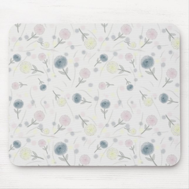 Watercolour Dahlia's  Mouse Pad (Front)