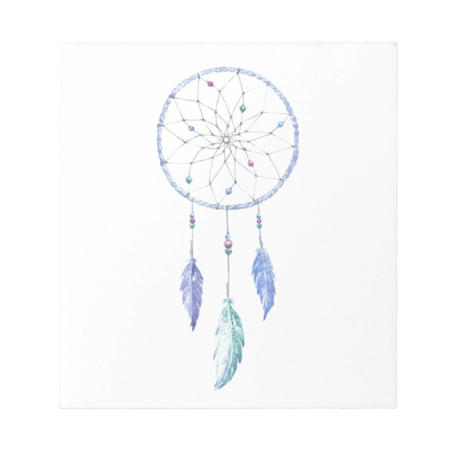 Watercolour Dreamcatcher with 3 Feathers Notepad (Front)