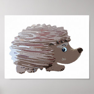Watercolour Effect Hedgehog Poster