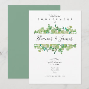 Watercolour Eucalyptus Greenery Engagement Invitation